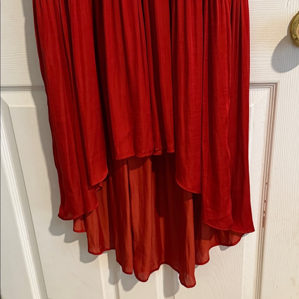 Banana Republic High Low Deep V Red Dress Size 8 - Picture 4 of 6